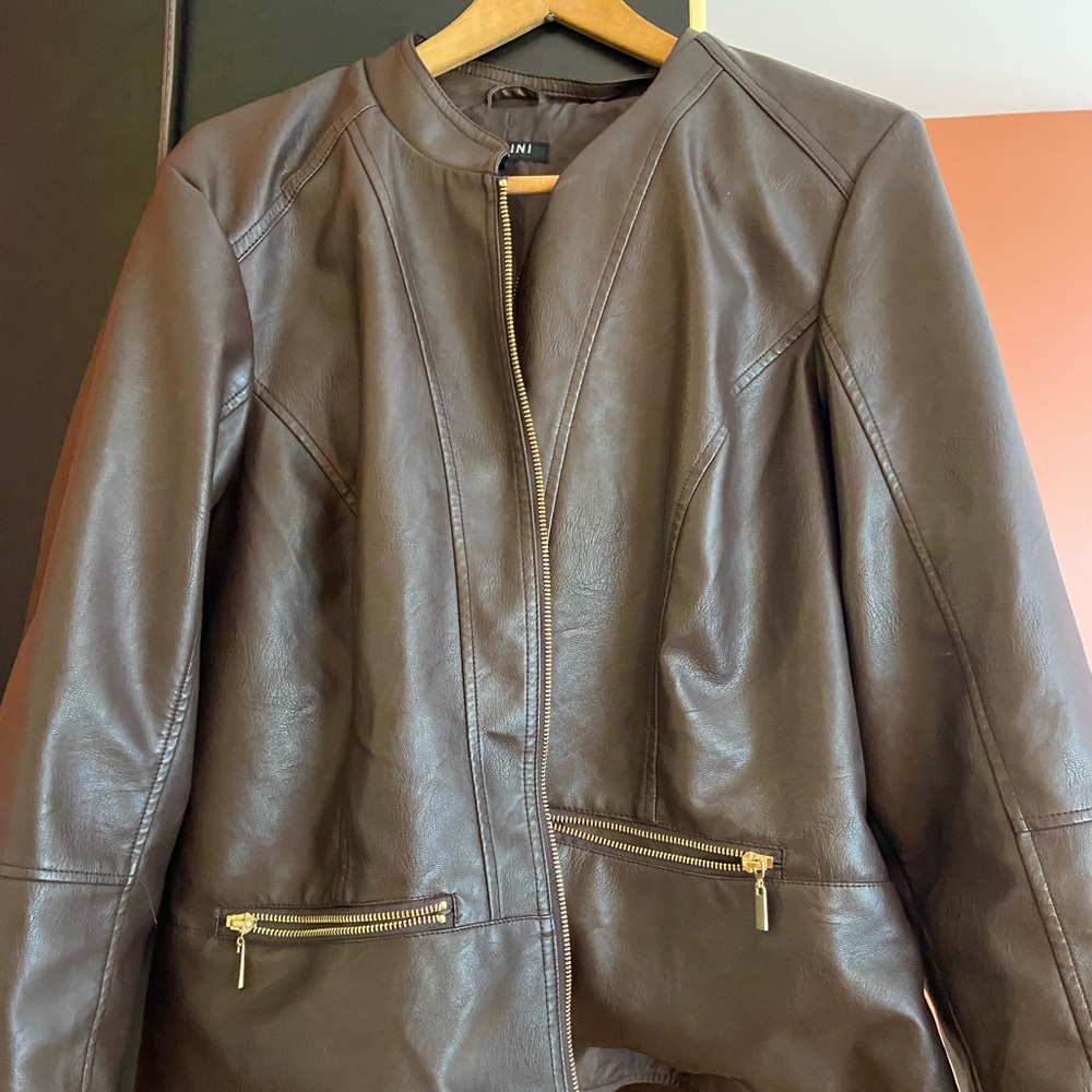 Brown faux leather jacket Petalum style 2xl